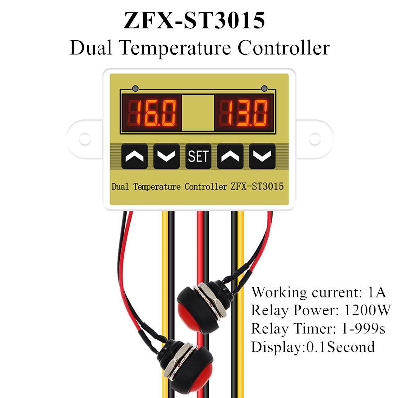 ZFX-ST3015 Двойной контроллер температуры 12 В 24 В 220 В Контроллер инкубатора Цифровой термостат Контроллер температуры Регулятор
ZFX-ST3015 Двойной контроллер температуры 12 В 24 В 220 В Контроллер инкубатора Цифровой термостат Контроллер температуры Регулятор