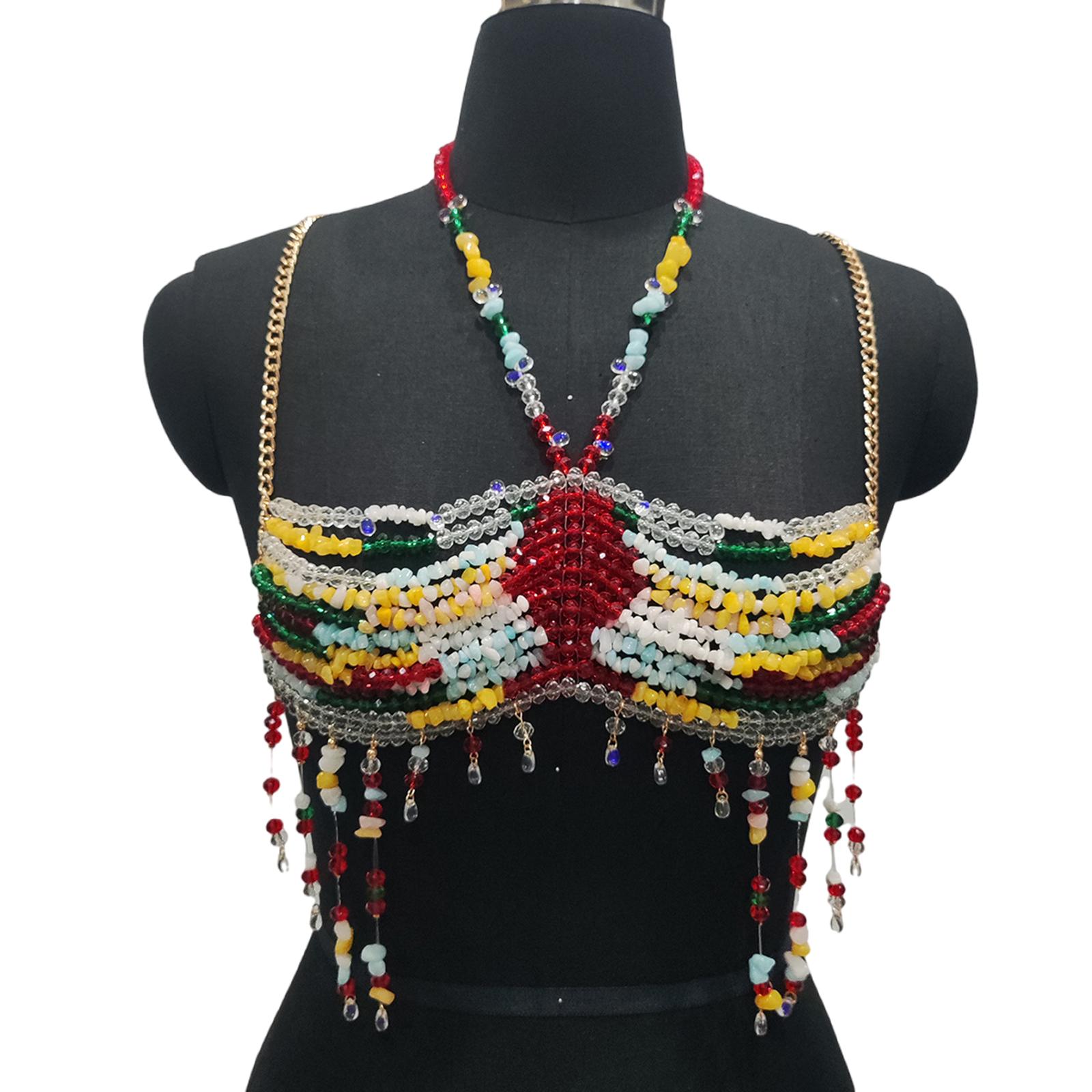 Womens Exotic Colorful Beads Tassels Halter Neck Bra Chain Crop Top Hollowed Body Jewelry Chest Chain for Beach Festival червоний
Womens Exotic Colorful Beads Tassels Halter Neck Bra Chain Crop Top Hollowed Body Jewelry Chest Chain for Beach Festival червоний