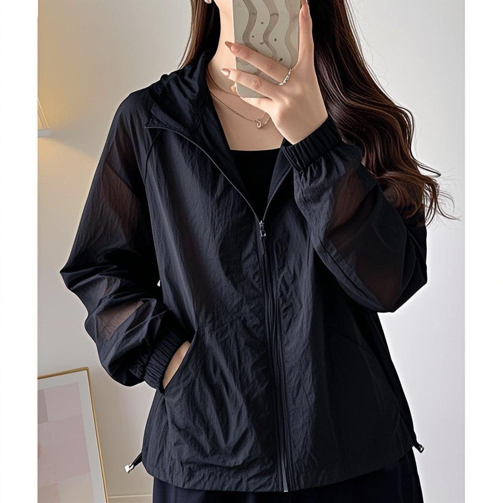 Женский весенний ветрозащитный плащ с капюшоном: Легкая куртка с защитой от солнца и УФ-лучей S чёрный
Женский весенний ветрозащитный плащ с капюшоном: Легкая куртка с защитой от солнца и УФ-лучей S чёрный