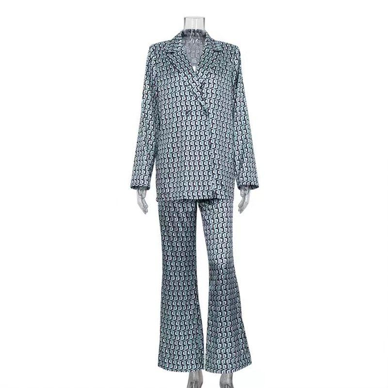 Fashion Wind Print Long Sleeve Suit Bootleg Pants Suit Printed Suit Flared Pants Set Blue M
Fashion Wind Print Long Sleeve Suit Bootleg Pants Suit Printed Suit Flared Pants Set Blue M