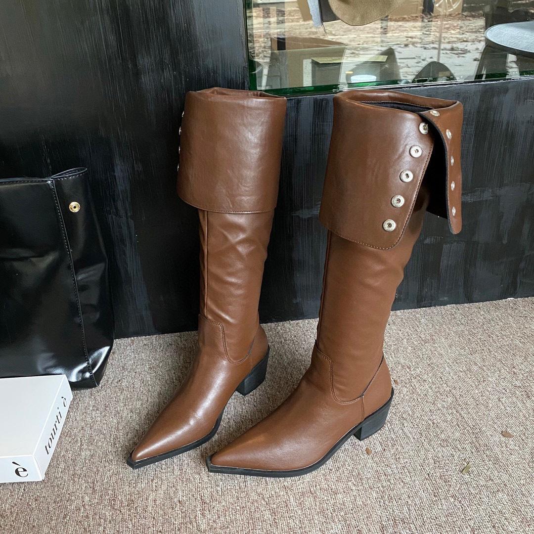 2025 autumn European and American style pointed head rivet buckle thick heel two through knee boots 39 темно-коричневого кольору
2025 autumn European and American style pointed head rivet buckle thick heel two through knee boots 39 темно-коричневого кольору