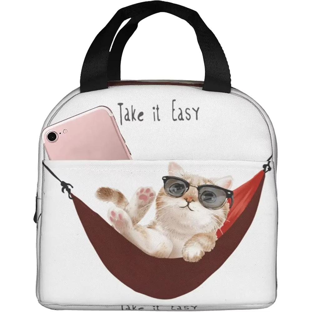 Take It Easy Cute Cat In Sunglasses Relaxing In Red Hammock Lunch Bags Insulated Lunch Box Thermal Tote Bag for Work School 22x20x13CM бежевий
Take It Easy Cute Cat In Sunglasses Relaxing In Red Hammock Lunch Bags Insulated Lunch Box Thermal Tote Bag for Work School 22x20x13CM бежевий