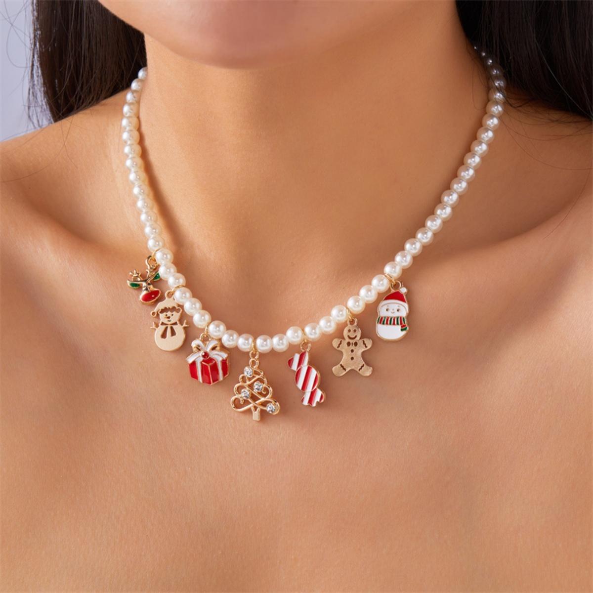 Christmas Snowman Gift Box Tree Candy Gingerbread Necklace Snowflake Sock Cane Imitation Pearl Bead Choker Jewelry For Women Men
Christmas Snowman Gift Box Tree Candy Gingerbread Necklace Snowflake Sock Cane Imitation Pearl Bead Choker Jewelry For Women Men