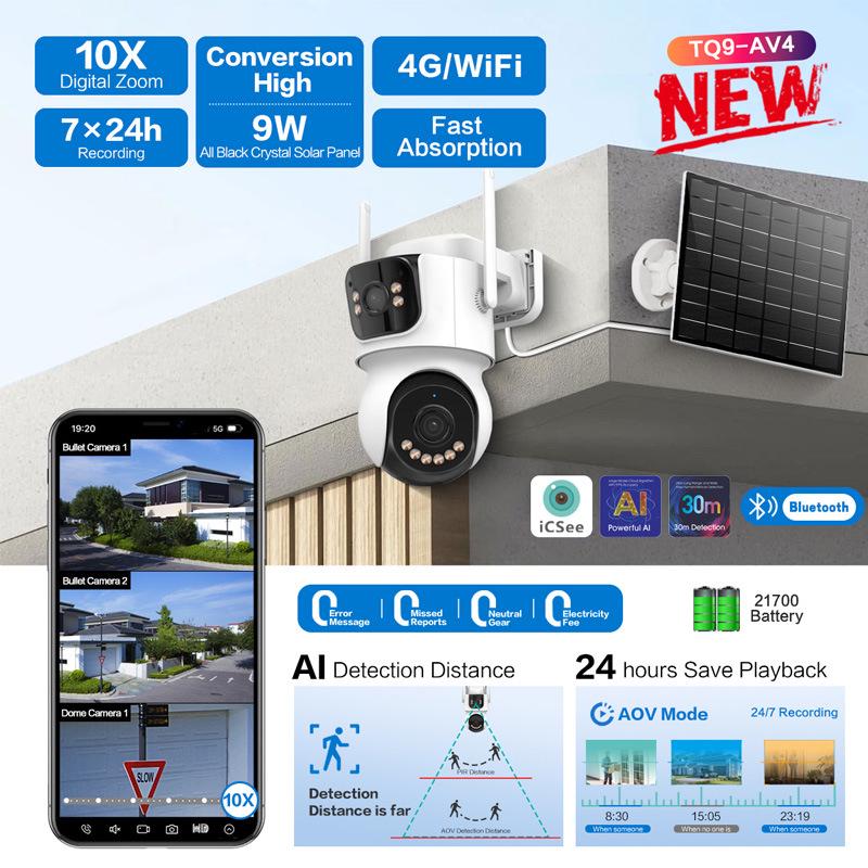 AOV HD 4G Dual-Lens Solar Monitor Camera with Dual-View WiFi 4G Asia-Pacific English No Memory
AOV HD 4G Dual-Lens Solar Monitor Camera with Dual-View WiFi 4G Asia-Pacific English No Memory