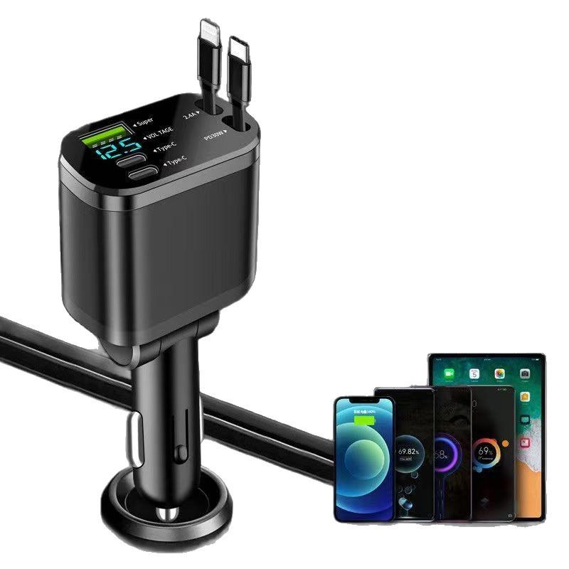 5 in 1 Car Fast Charger USB PD Type C Retractable Cable Cigarette Lighter Adapter for iPhone Samsung Xiaomi Auto Accessories
5 in 1 Car Fast Charger USB PD Type C Retractable Cable Cigarette Lighter Adapter for iPhone Samsung Xiaomi Auto Accessories