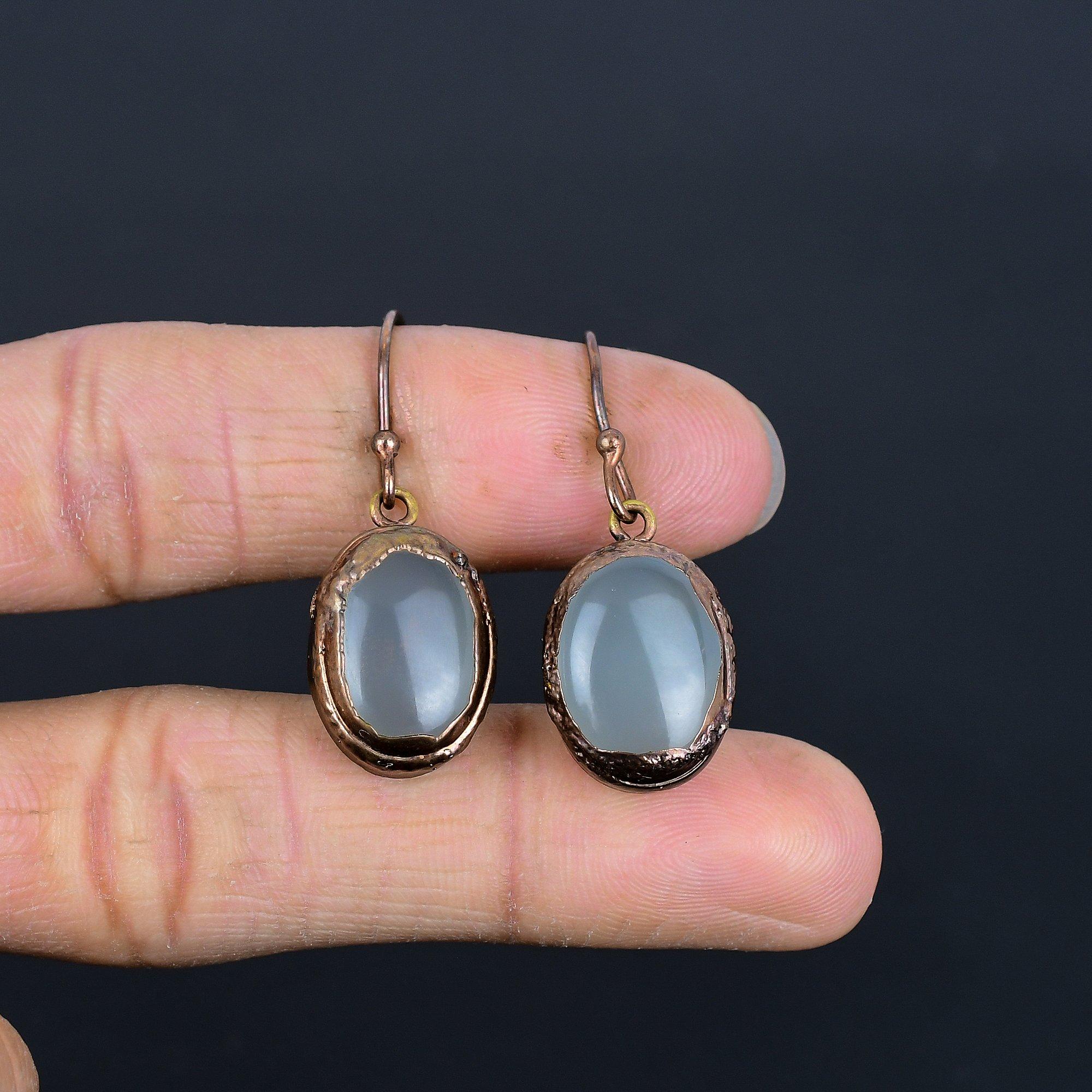 Aqua Chalcedony Handmade Gemstone Jewelry, Copper Electroformed Earrings Unique Design Jewelry, For Women 2.55 Inches
Aqua Chalcedony Handmade Gemstone Jewelry, Copper Electroformed Earrings Unique Design Jewelry, For Women 2.55 Inches