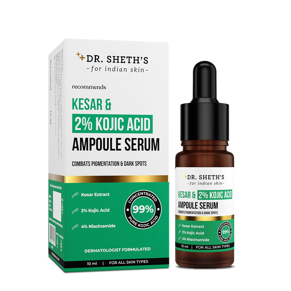 Dr. Sheth s Kesar & 2% Kojic Acid Ampoule Serum 10 ml Pack for Brightening & Glowing Skin
Dr. Sheth s Kesar & 2% Kojic Acid Ampoule Serum 10 ml Pack for Brightening & Glowing Skin