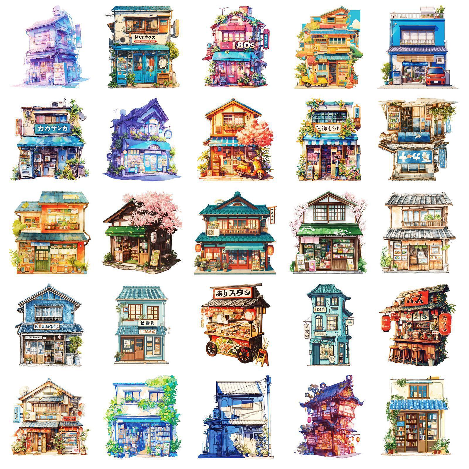 50 Sheets Of Japanese Architecture Series Hand Account Material Decoration Collage Base Sticker Cartoon Hand-Painted Graffiti Waterproof Decoration
50 Sheets Of Japanese Architecture Series Hand Account Material Decoration Collage Base Sticker Cartoon Hand-Painted Graffiti Waterproof Decoration