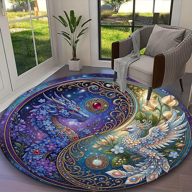 1pc Office Carpet, Blue Gold Balance Floral Visions Chair Rug, Living Room Printed Round Rug, Home Chair Floor Mat Diameter 60cm
1pc Office Carpet, Blue Gold Balance Floral Visions Chair Rug, Living Room Printed Round Rug, Home Chair Floor Mat Diameter 60cm
