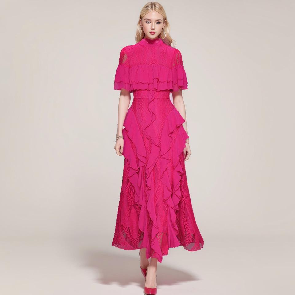 Women s Short-Sleeve Hollow Lace Ruffle Stitch Dress - Summer Skirt New Style Medium рожевий червоний колір
Women s Short-Sleeve Hollow Lace Ruffle Stitch Dress - Summer Skirt New Style Medium рожевий червоний колір