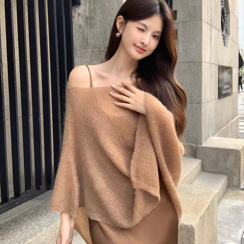 Irregular Loose Fit Knitwaer Off Shoulder Cape Blouse Casual Cover Up Solid Color Knitted Blouses Sheer Knit Poncho Top Elegant Layering Clothing One size хакі
Irregular Loose Fit Knitwaer Off Shoulder Cape Blouse Casual Cover Up Solid Color Knitted Blouses Sheer Knit Poncho Top Elegant Layering Clothing One size хакі