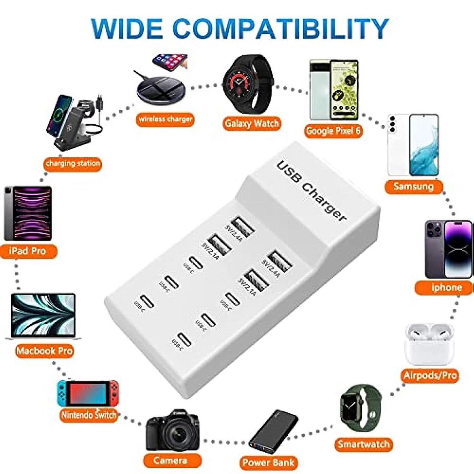 60W USB Charging Station with 6 USB C and 4 USB A Ports Desktop Multi Device Charger for Smartphones Tablets and Other Devices One Size
60W USB Charging Station with 6 USB C and 4 USB A Ports Desktop Multi Device Charger for Smartphones Tablets and Other Devices One Size