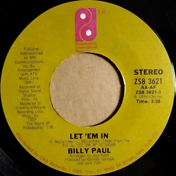 7inch Record BILLY PAUL Let Em In We All Got A Mission ZS83621 Philadelphia In 1976 US SoulFunk Used
7inch Record BILLY PAUL Let Em In We All Got A Mission ZS83621 Philadelphia In 1976 US SoulFunk Used
