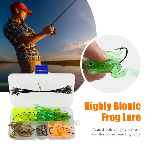 Набор приманок для лягушек с разъемами для рыболовных крючков, гибкая силиконовая приманка для лягушек, рыболовные снасти, набор приманок для лягушек для пресной воды, соленой воды