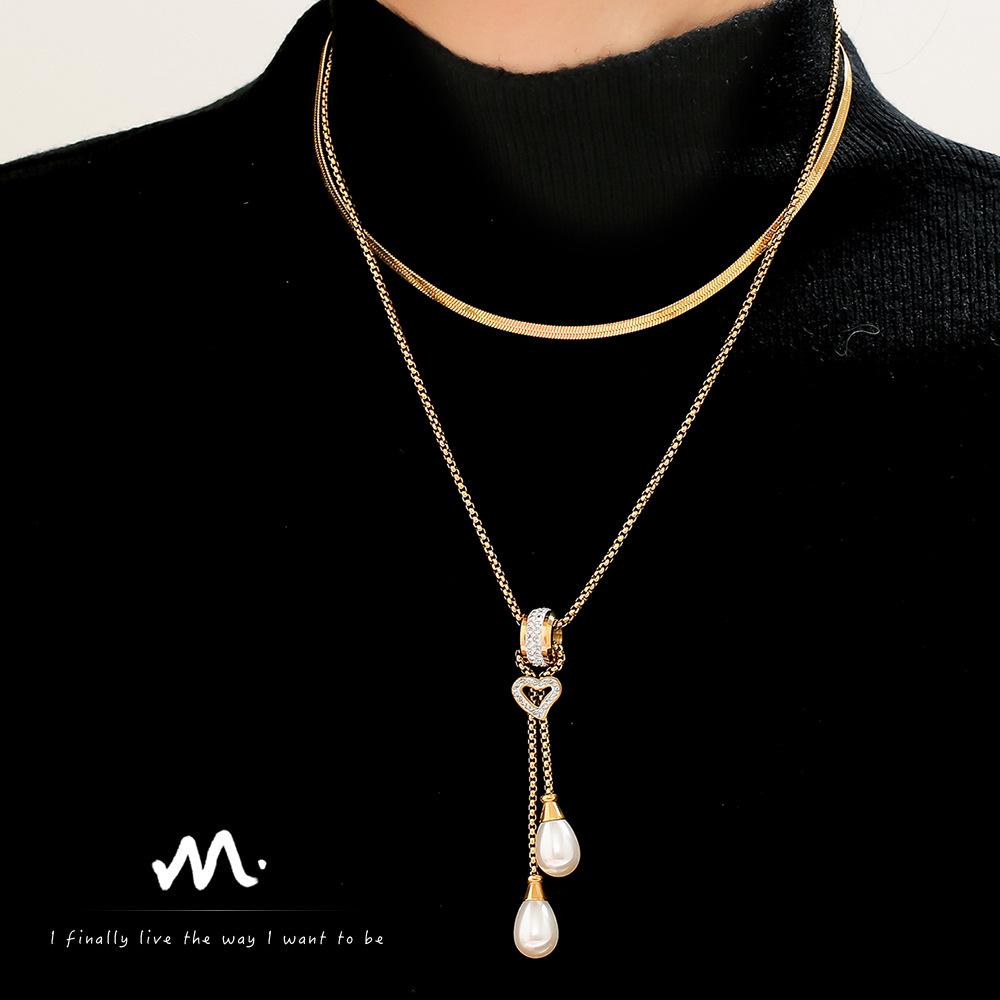 Light Luxury Heart Tassel Faux Pearl Pendant Necklace - Gold Plated Stainless Steel Layered Jewelry for Women
Light Luxury Heart Tassel Faux Pearl Pendant Necklace - Gold Plated Stainless Steel Layered Jewelry for Women