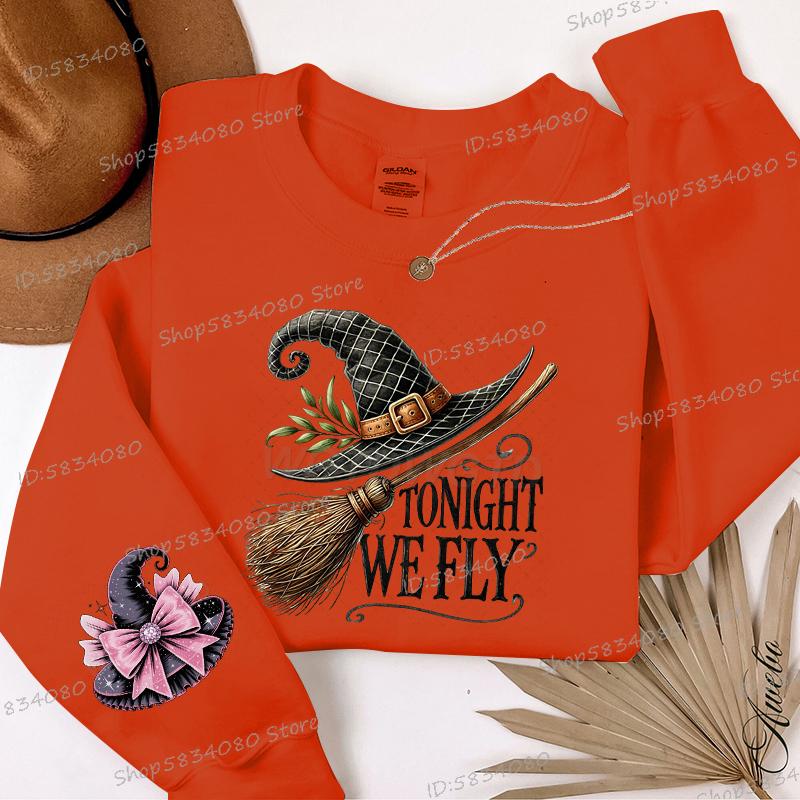 Womens Sweatshirt Halloween Witch Hat Pullovers Fall Long Sleeve Spooky Season Hooded Shirt Tonight We Fly Halloween Sweater 4XL
Womens Sweatshirt Halloween Witch Hat Pullovers Fall Long Sleeve Spooky Season Hooded Shirt Tonight We Fly Halloween Sweater 4XL