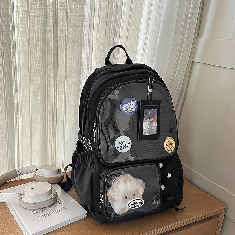 Japanese ins large-capacity backpack female dopamine two-dimensional design feeling shoulder pain bag high-value student schoolbag single bag will send a badge. чорний
Japanese ins large-capacity backpack female dopamine two-dimensional design feeling shoulder pain bag high-value student schoolbag single bag will send a badge. чорний