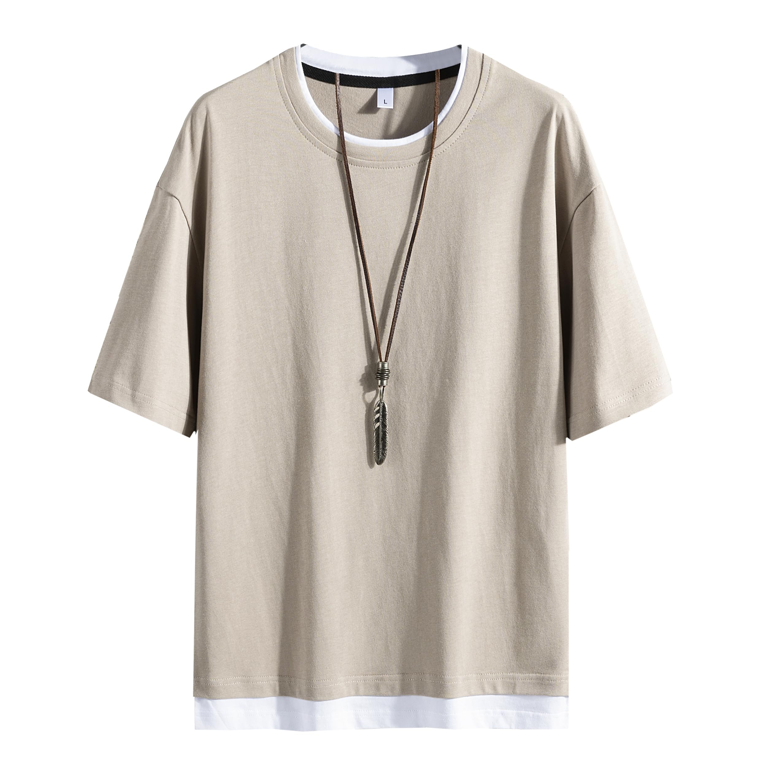 Hiboss Men s Short Sleeve T-Shirt, Solid Color, Layered Style, Loose Fit, 5/8 Sleeves, Summer Wear, Khaki, Size M
Hiboss Men s Short Sleeve T-Shirt, Solid Color, Layered Style, Loose Fit, 5/8 Sleeves, Summer Wear, Khaki, Size M