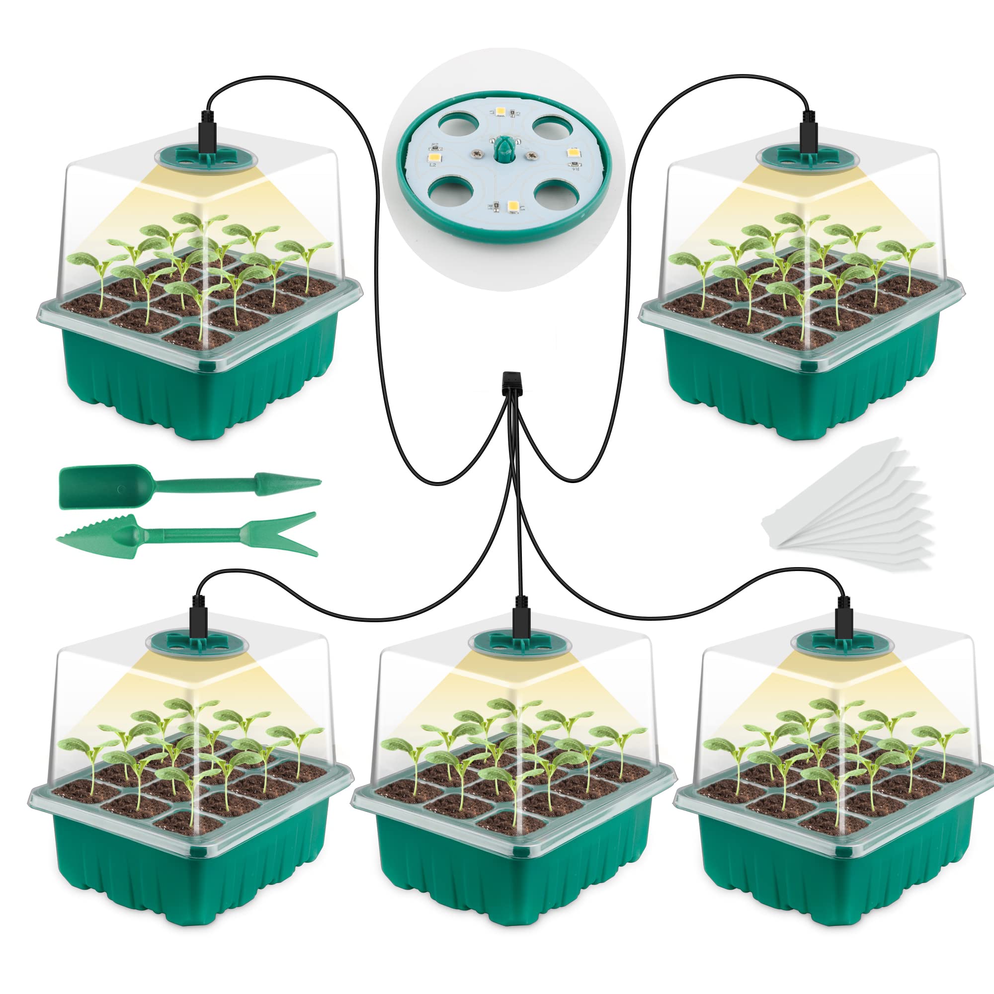 Seed Starter Kits with Humidity Dome and Base Plant Germination Seedling Starter Kit with Smart Timer for Indoor Greenhouse Wheatgrass Hydroponic 5PCS-Grow Lights
Seed Starter Kits with Humidity Dome and Base Plant Germination Seedling Starter Kit with Smart Timer for Indoor Greenhouse Wheatgrass Hydroponic 5PCS-Grow Lights