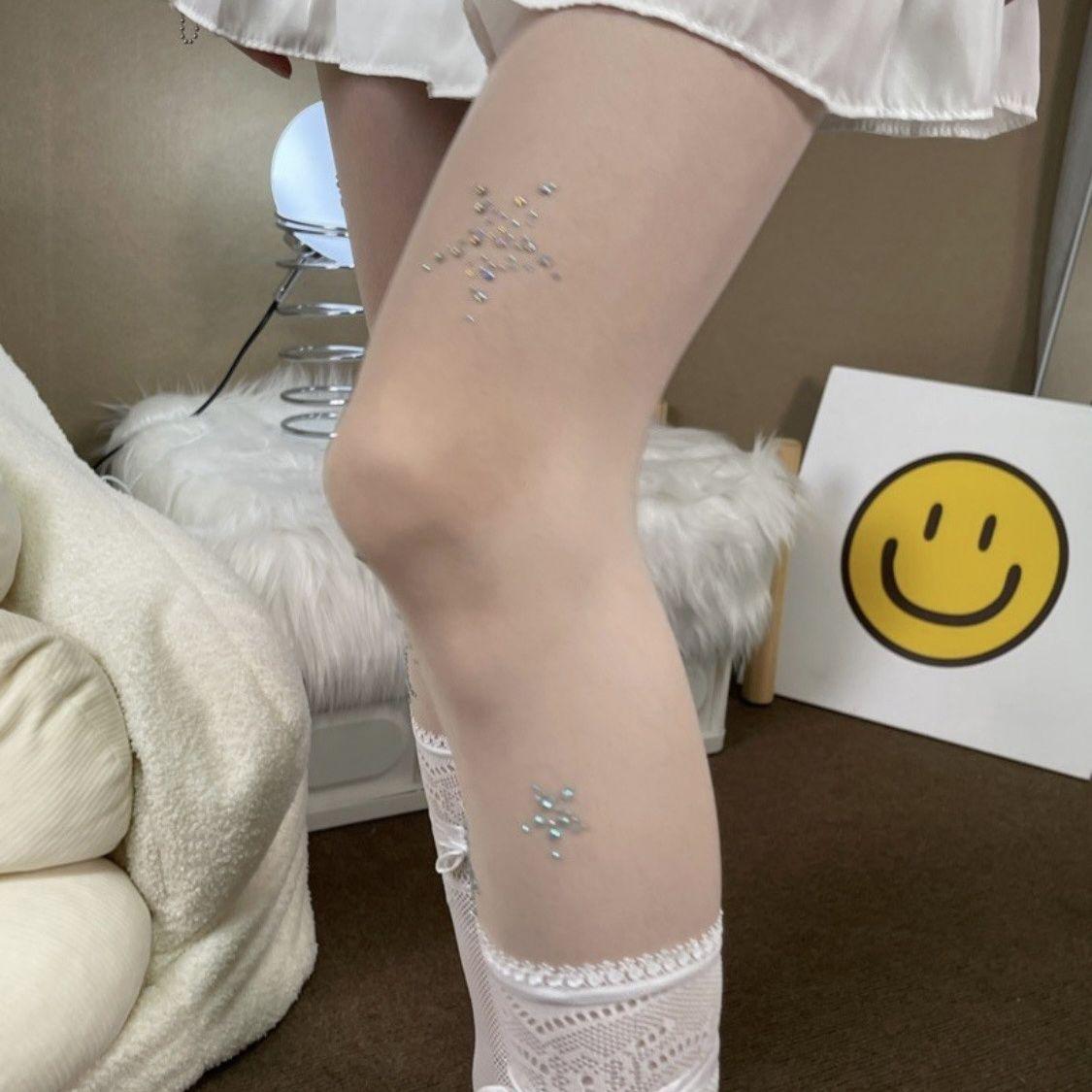 Star Rhinestone White Stockings - Pure Desire Run Resistant Pantyhose with Sexy Lace Black Mesh Tights One Size
Star Rhinestone White Stockings - Pure Desire Run Resistant Pantyhose with Sexy Lace Black Mesh Tights One Size