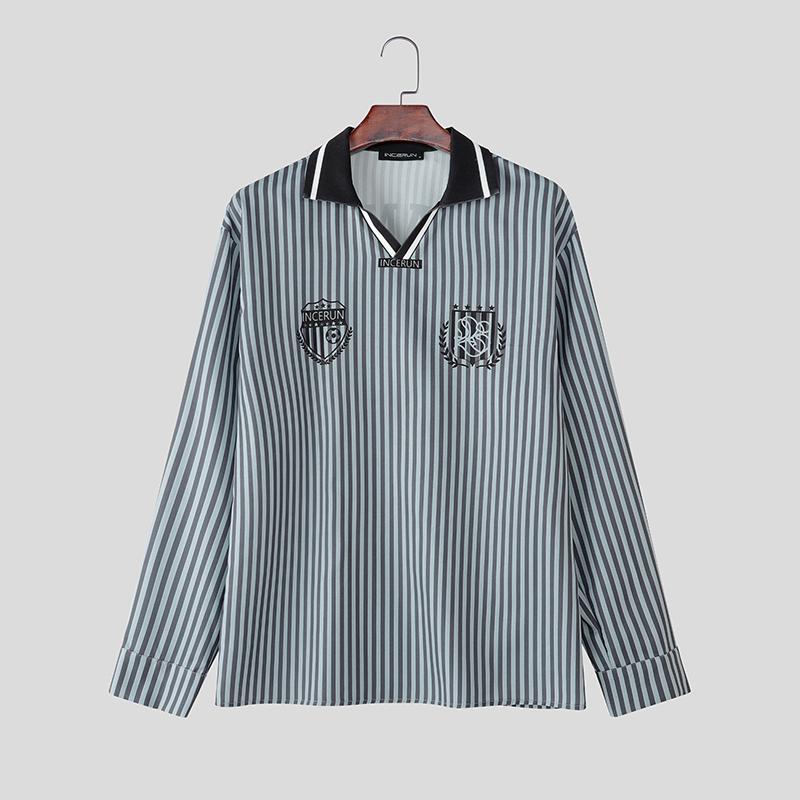 INCERUN Oversized Men Lapel Long Sleeve Striped Letter Print Casual Loose Tops T-Shirts S сірий колір
INCERUN Oversized Men Lapel Long Sleeve Striped Letter Print Casual Loose Tops T-Shirts S сірий колір