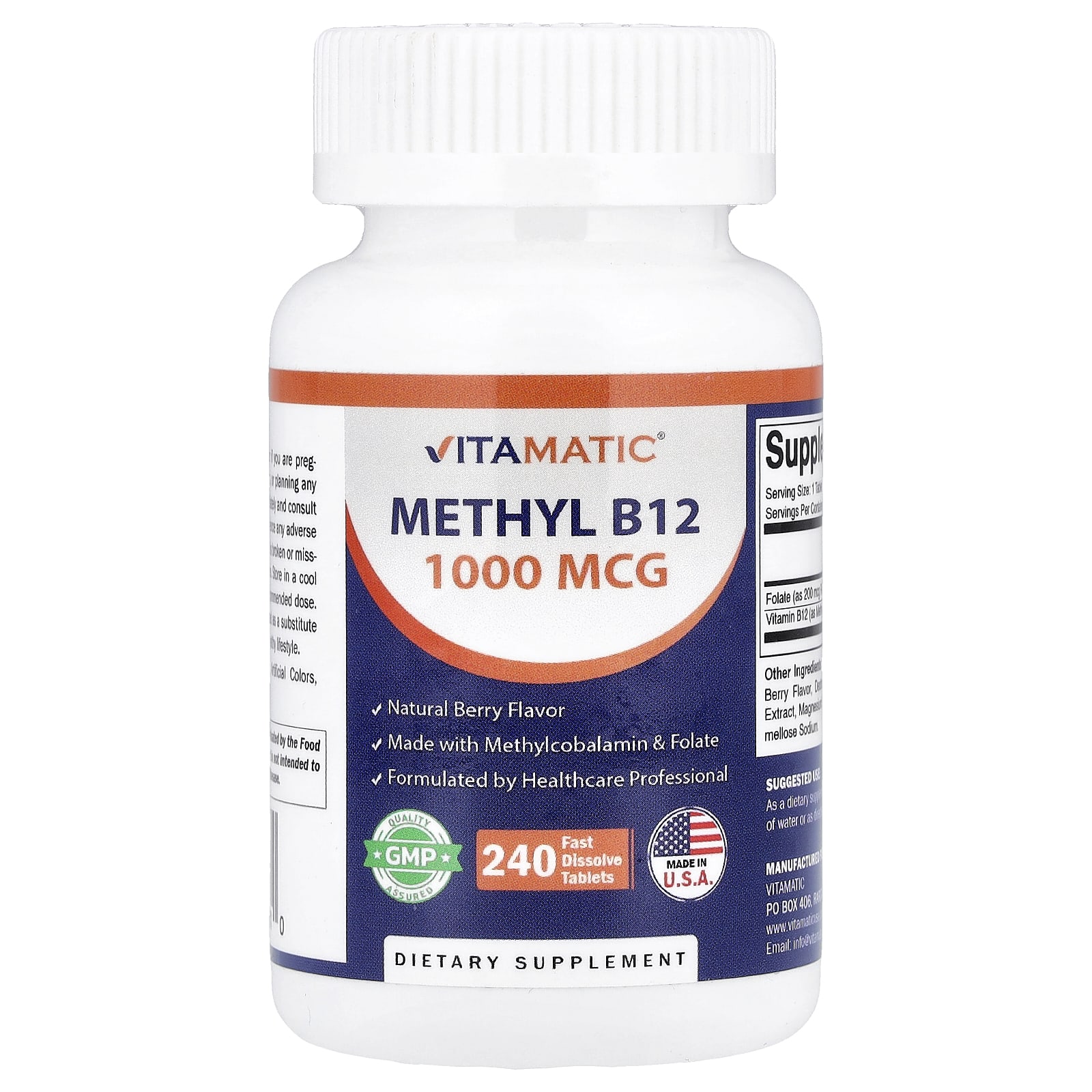 Vitamatic, Methyl B12, Natural Berry, 240 Quick-Dissolving Tablets
Vitamatic, Methyl B12, Natural Berry, 240 Quick-Dissolving Tablets