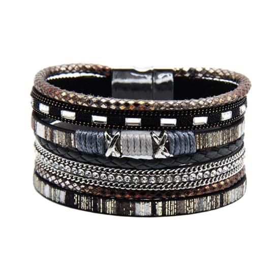 Braided Bracelet Multi-Layered Bohemian Faux Leather Rope with Square Stones Beads Boho Wrist Accessory чорний
Braided Bracelet Multi-Layered Bohemian Faux Leather Rope with Square Stones Beads Boho Wrist Accessory чорний