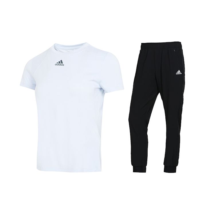 Adidas Повседневная футболка с коротким рукавом и принтом логотипа, тканые спортивные штаны с манжетами, комплект женской спортивной одежды H20747+DY8698 M
Adidas Повседневная футболка с коротким рукавом и принтом логотипа, тканые спортивные штаны с манжетами, комплект женской спортивной одежды H20747+DY8698 M
