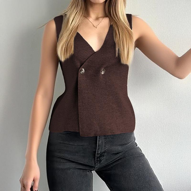Women s Double Breasted Button Vest Top V Neck Sleeveless Blouse S
Women s Double Breasted Button Vest Top V Neck Sleeveless Blouse S
