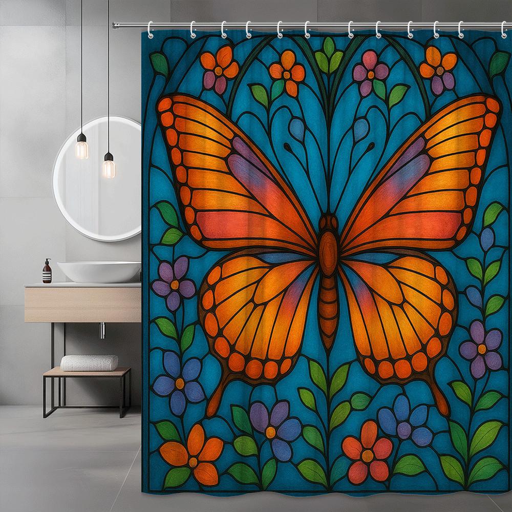 Stained Glass Butterfly Shower Curtain Colorful Art Design Floral Pattern Elegant Bathroom Decor Waterproof Non-Toxic Material W60H190(CM)-1 Pcs
Stained Glass Butterfly Shower Curtain Colorful Art Design Floral Pattern Elegant Bathroom Decor Waterproof Non-Toxic Material W60H190(CM)-1 Pcs