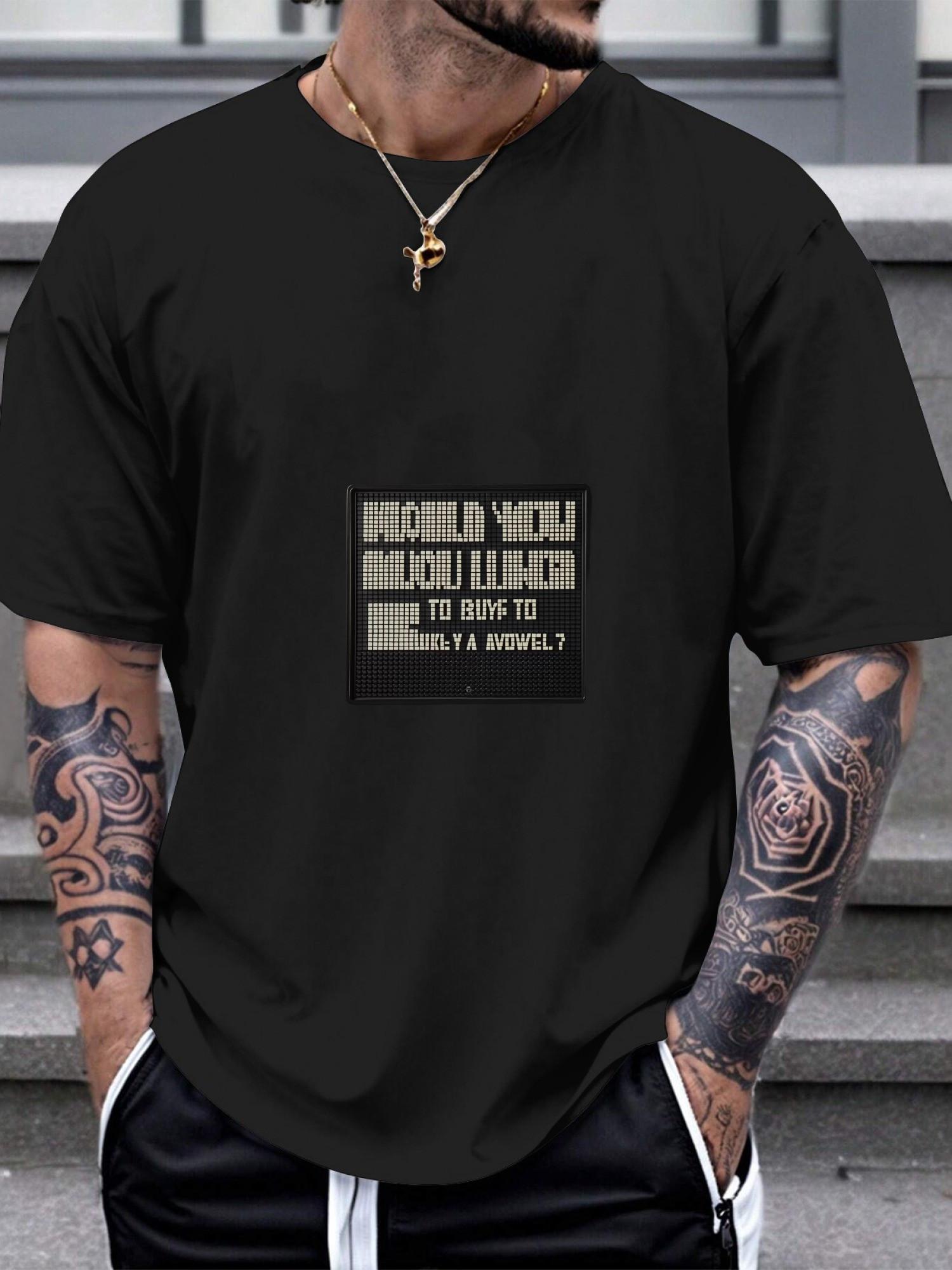 1pc Black 180g Cotton Crew Neck T-shirt with Letter Board Message Graphic - Single-Sided Print M
1pc Black 180g Cotton Crew Neck T-shirt with Letter Board Message Graphic - Single-Sided Print M