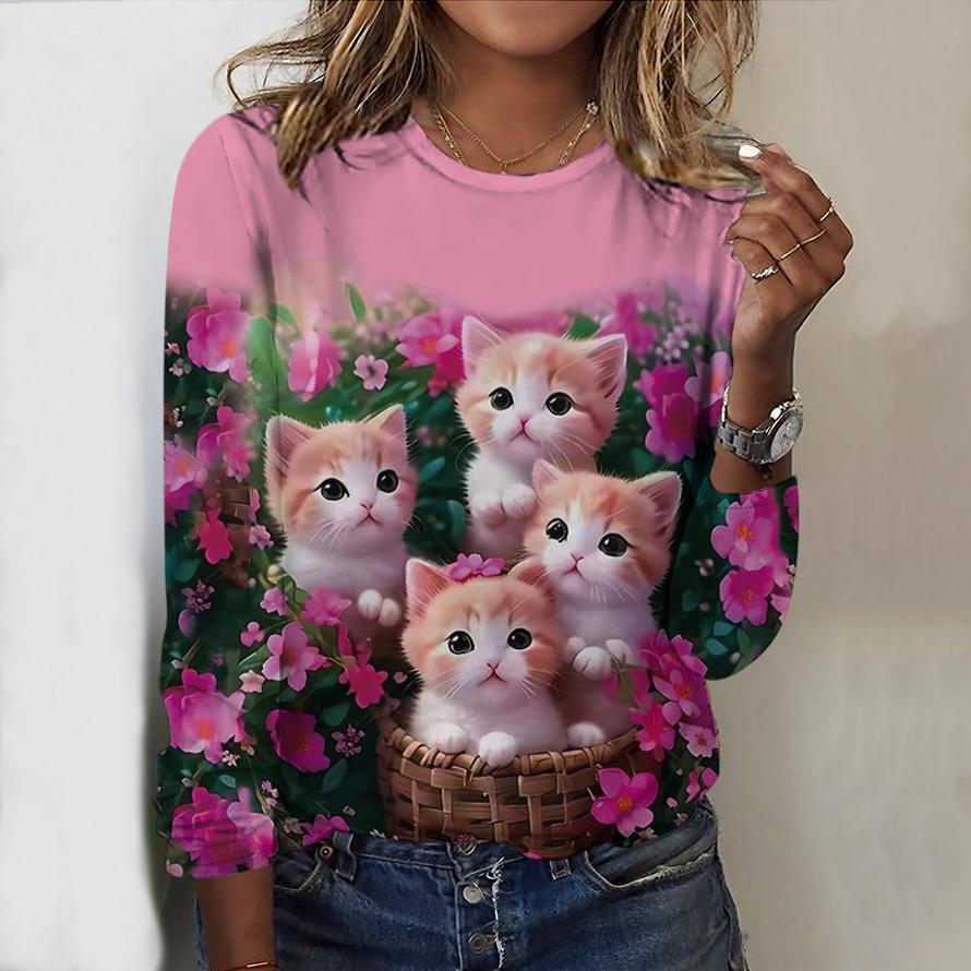 Топи на весну та осінь, чарівна футболка з принтом котів, круглим вирізом і довгими рукавами, осінній повсякденний тонкий пуловер, жіночий топ з довгими рукавами 3XL рожевий
Топи на весну та осінь, чарівна футболка з принтом котів, круглим вирізом і довгими рукавами, осінній повсякденний тонкий пуловер, жіночий топ з довгими рукавами 3XL рожевий