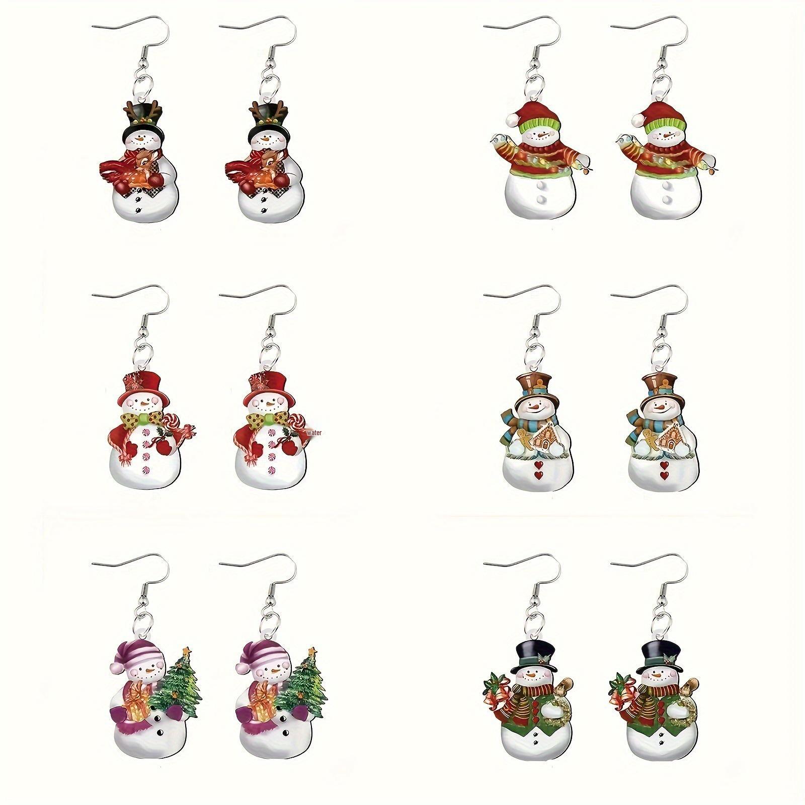 6/12 Pairs of Cute Acrylic Christmas Snowman Earrings – Women s Cartoon Style Festive Pendants
6/12 Pairs of Cute Acrylic Christmas Snowman Earrings – Women s Cartoon Style Festive Pendants