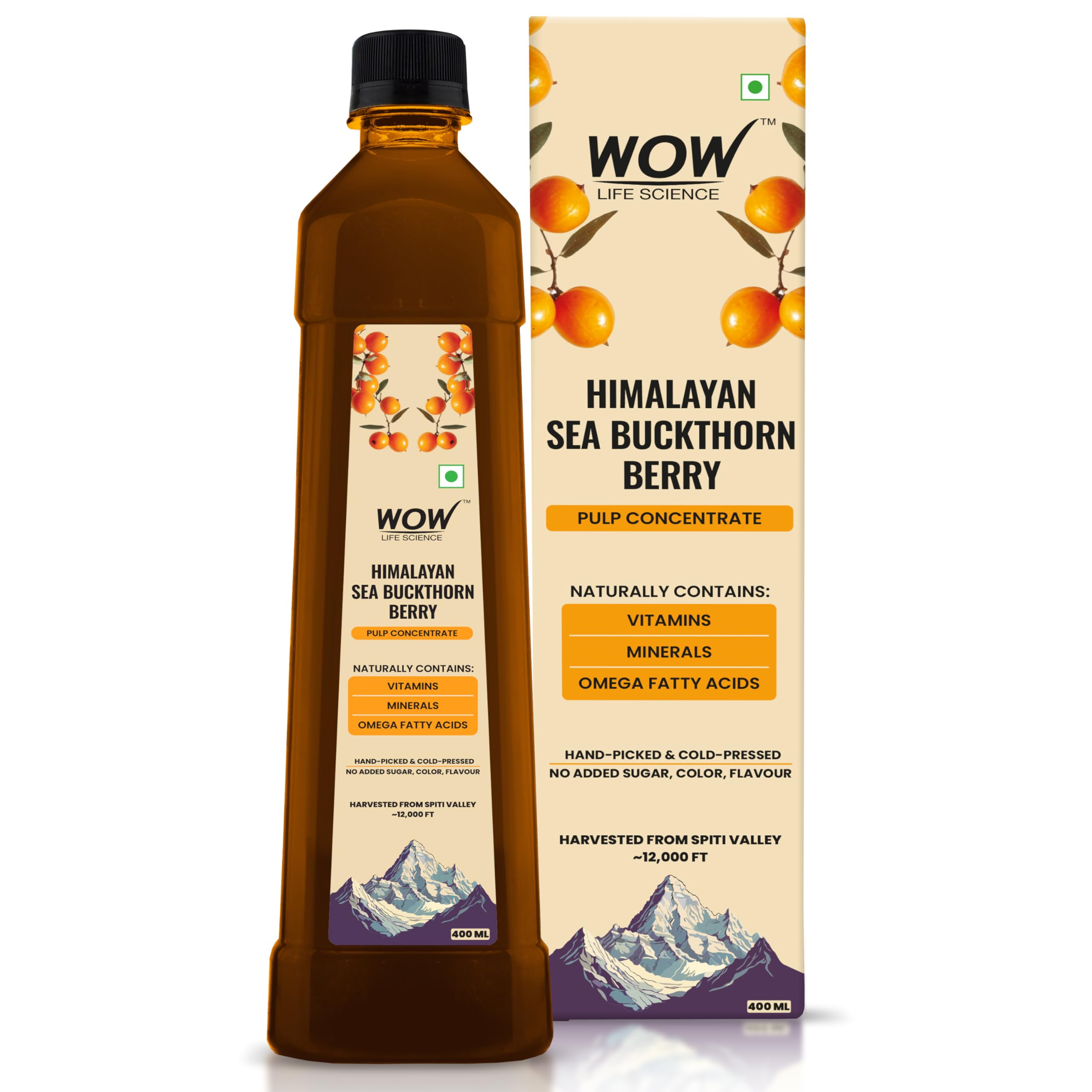WOW Life Science Himalayan Sea Buckthorn Berry Pulp Concentrate | Cold‑Pressed from Spiti Valley | Rich in Omega 3‑6‑7‑9, Vitamins & Antioxidants
WOW Life Science Himalayan Sea Buckthorn Berry Pulp Concentrate | Cold‑Pressed from Spiti Valley | Rich in Omega 3‑6‑7‑9, Vitamins & Antioxidants