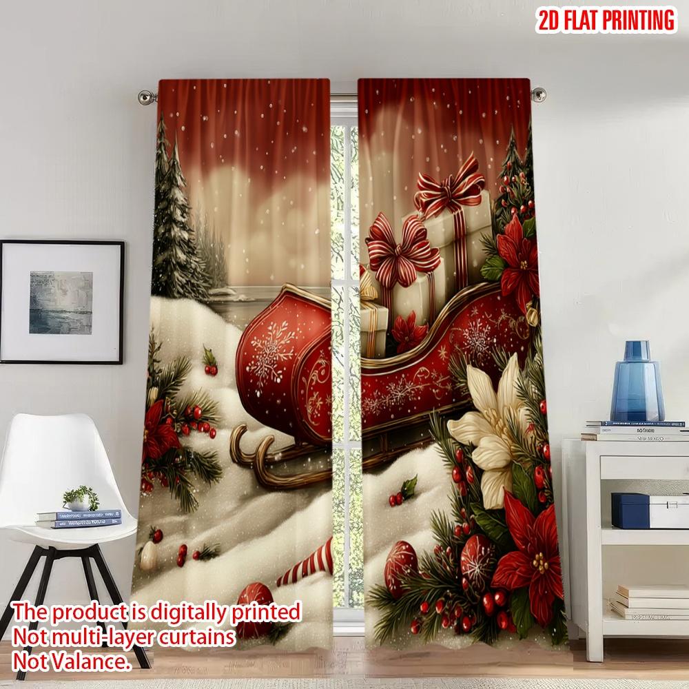 Flat Printing Merry Christmas Party Curtains Sleigh Gifts Festive Digital Printed Polyester Drapes Set Of 2 Made W100*H70(CM)-Rod Pocket&2PCS
Flat Printing Merry Christmas Party Curtains Sleigh Gifts Festive Digital Printed Polyester Drapes Set Of 2 Made W100*H70(CM)-Rod Pocket&2PCS