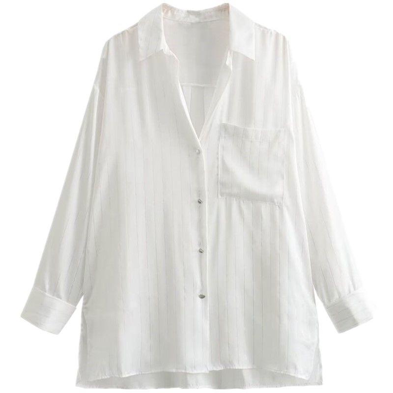 Fashion Style 2023 Autumn New Arrival Loose Temperament All-Matching Striped Silk Satin Texture Long Shirt 3666170 White L
Fashion Style 2023 Autumn New Arrival Loose Temperament All-Matching Striped Silk Satin Texture Long Shirt 3666170 White L