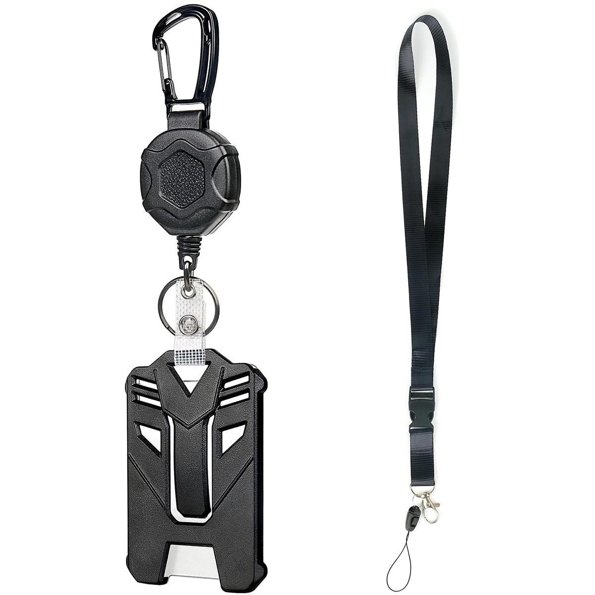 Retractable Black Carabiner Lanyard with ID Card Holder
Retractable Black Carabiner Lanyard with ID Card Holder