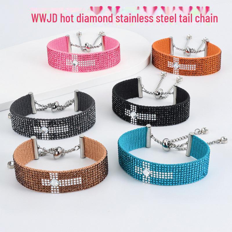 Браслет WWJD Rhinestone Cross Braided – ручная работа, креативный, регулируемая цепочка, украшенный бриллиантами Diamond 152
Браслет WWJD Rhinestone Cross Braided – ручная работа, креативный, регулируемая цепочка, украшенный бриллиантами Diamond 152
