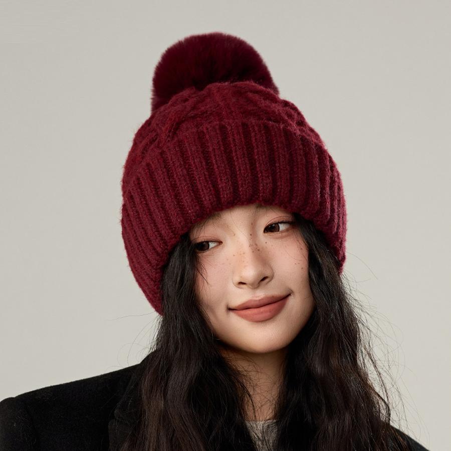 Женская шапка зимняя теплая бархатная толстая вязаная шапка ветрозащитная защита ушей лыжная шерстяная шапка красный