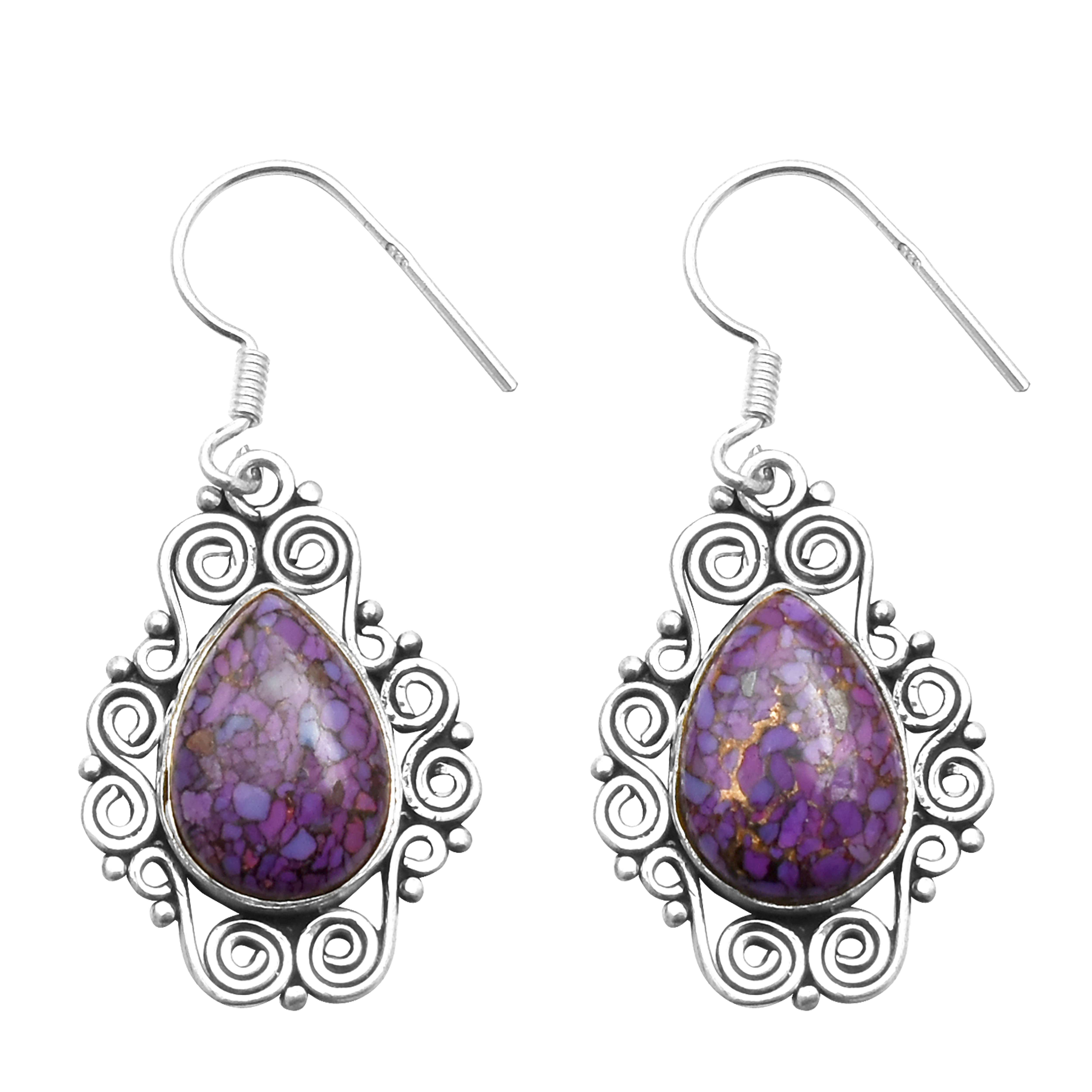 Purple Turquoise Gemstone Earrings Solid 925 Sterling Silver Handmade Earrings Jewelry Gift For Women And Girls E-3441
Purple Turquoise Gemstone Earrings Solid 925 Sterling Silver Handmade Earrings Jewelry Gift For Women And Girls E-3441