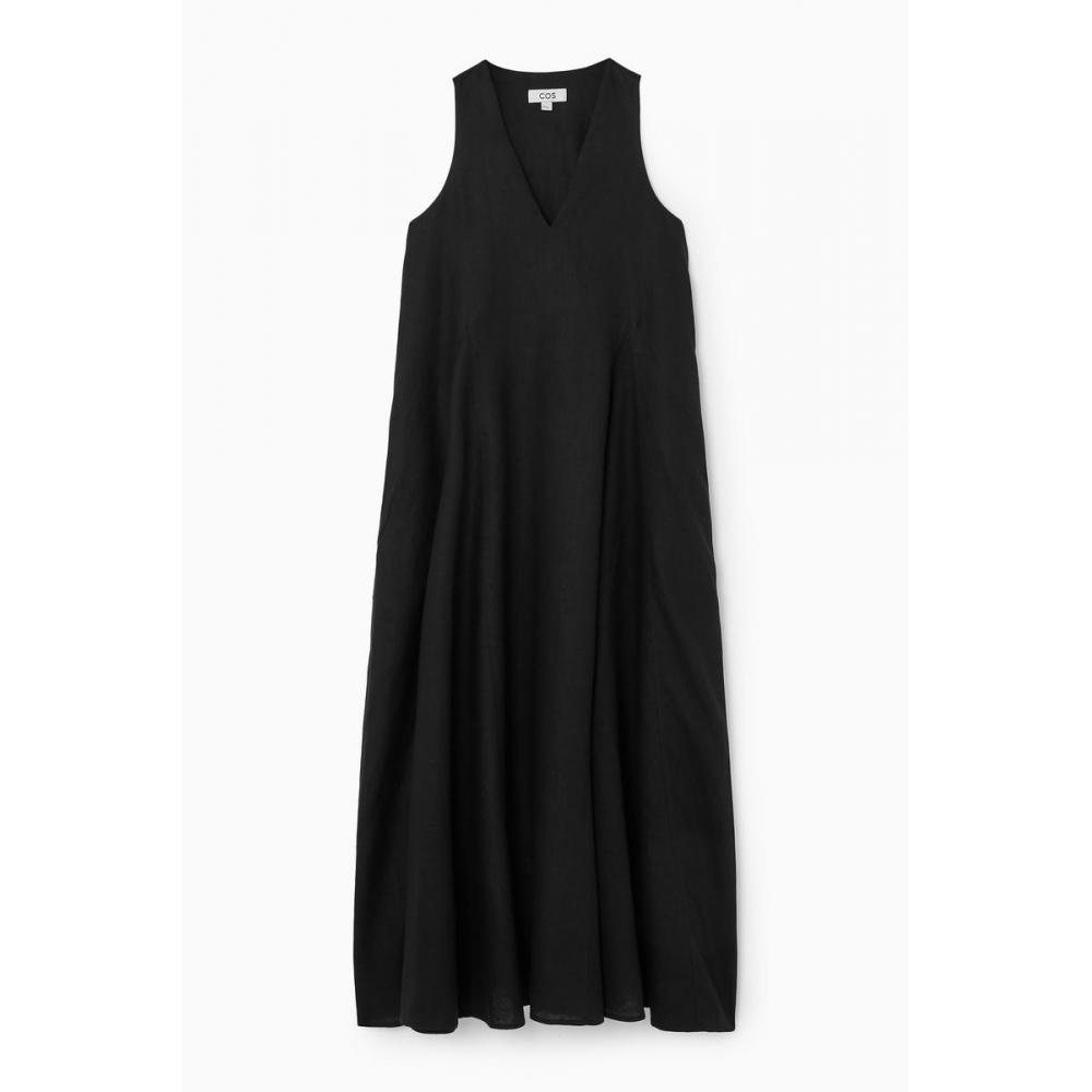 COS Japan льняное платье макси со складками