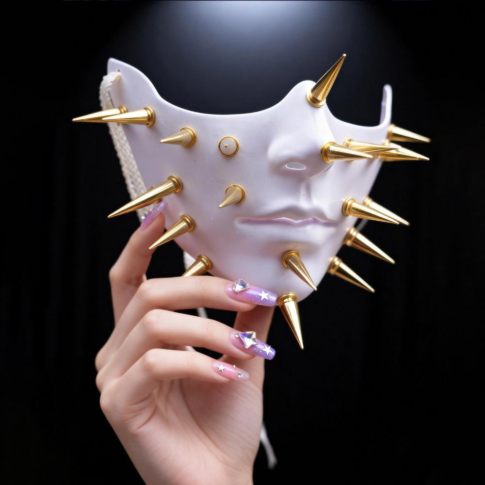 Women Men Cyberpunk Studded Mask Cosplay Mechanical Style Punk Half Face Masks Carnival Halloween Dress Up Party Costume Props
Women Men Cyberpunk Studded Mask Cosplay Mechanical Style Punk Half Face Masks Carnival Halloween Dress Up Party Costume Props