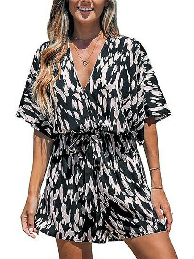 European Fashion Print Waist-Cinched Backless Lace-Up Short-Sleeve Women s Jumpsuit Extra Large чорний
European Fashion Print Waist-Cinched Backless Lace-Up Short-Sleeve Women s Jumpsuit Extra Large чорний