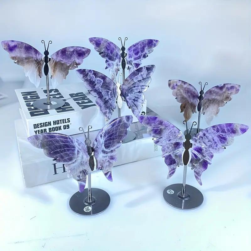 1pair Natural Crystal Dream Amethyst Butterfly Wing Carving With Stand Crystal Crafts Home Decoration
1pair Natural Crystal Dream Amethyst Butterfly Wing Carving With Stand Crystal Crafts Home Decoration