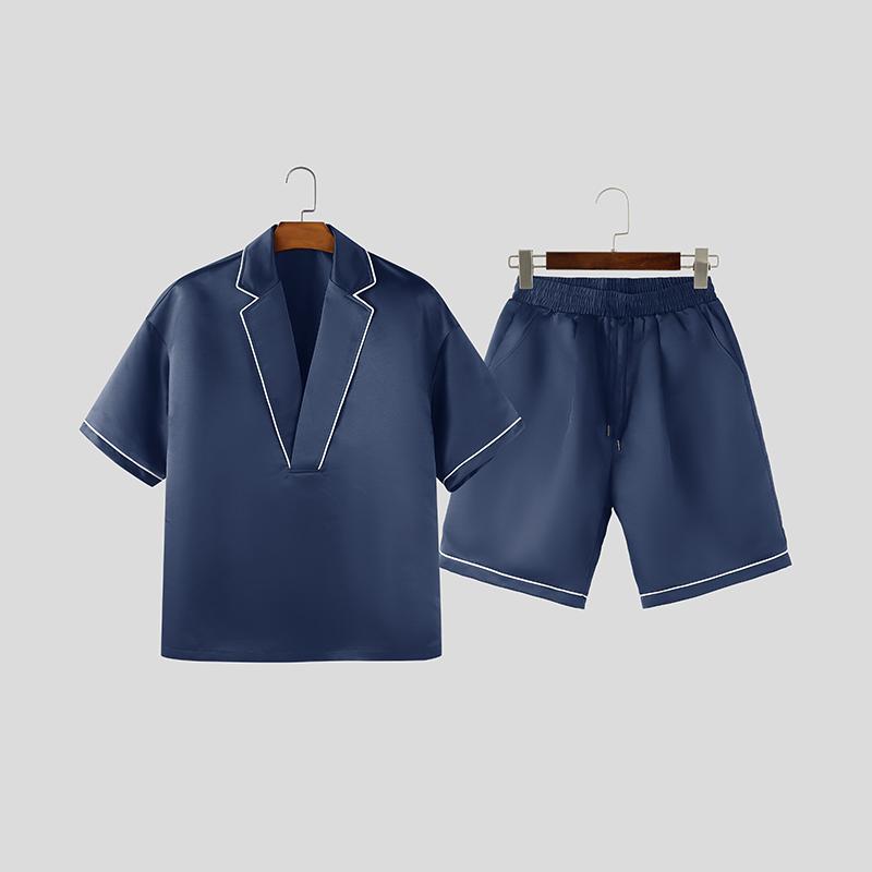 INCERUN Two Piece Suit Men Short Sleeve Pajamas Suit Shorts Pants Homewear Outfits Sets S темно-синий
INCERUN Two Piece Suit Men Short Sleeve Pajamas Suit Shorts Pants Homewear Outfits Sets S темно-синий