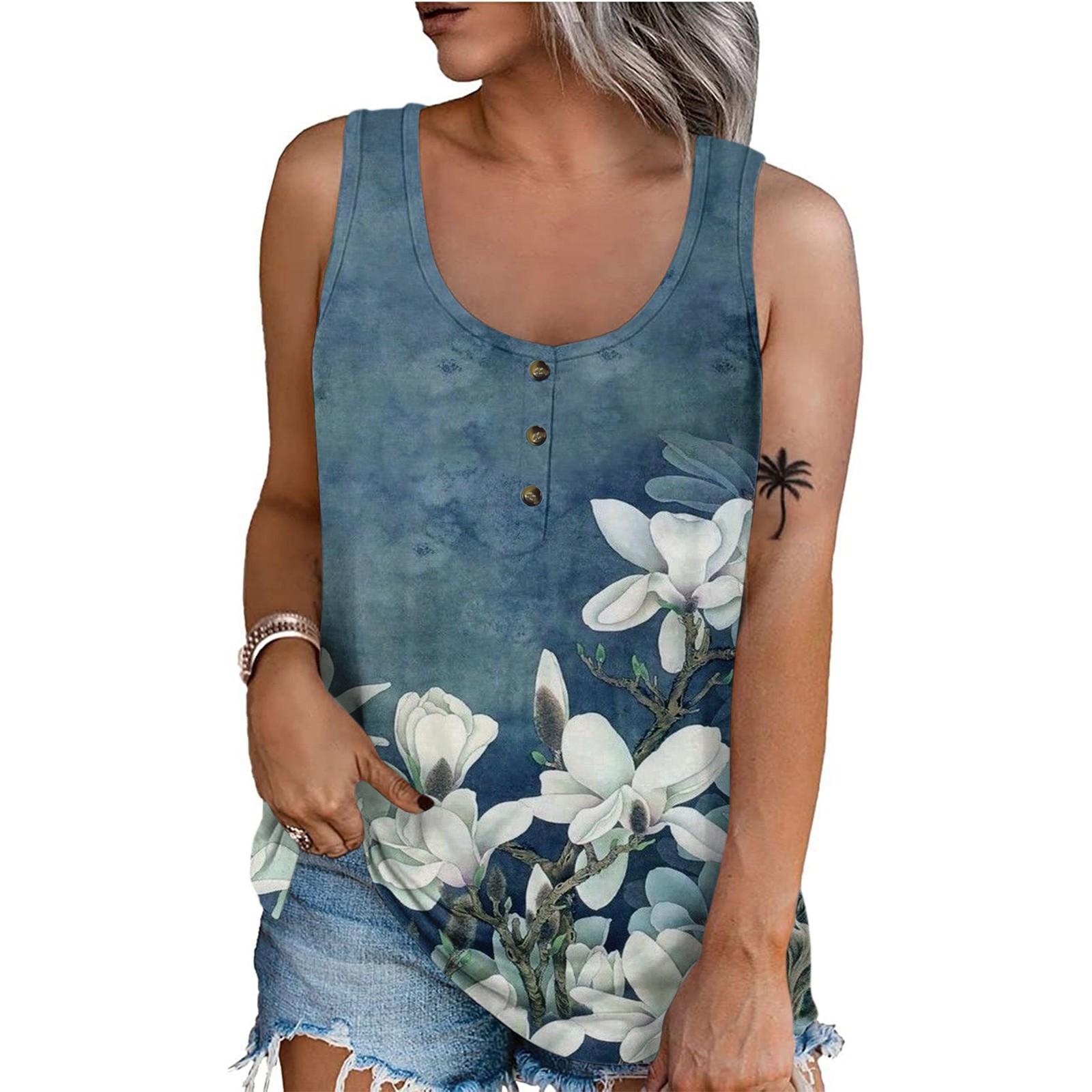 Женская летняя повседневная футболка без рукавов с цветочным принтом и круглым вырезом, топы, блузка XXXL темно-синий
Женская летняя повседневная футболка без рукавов с цветочным принтом и круглым вырезом, топы, блузка XXXL темно-синий