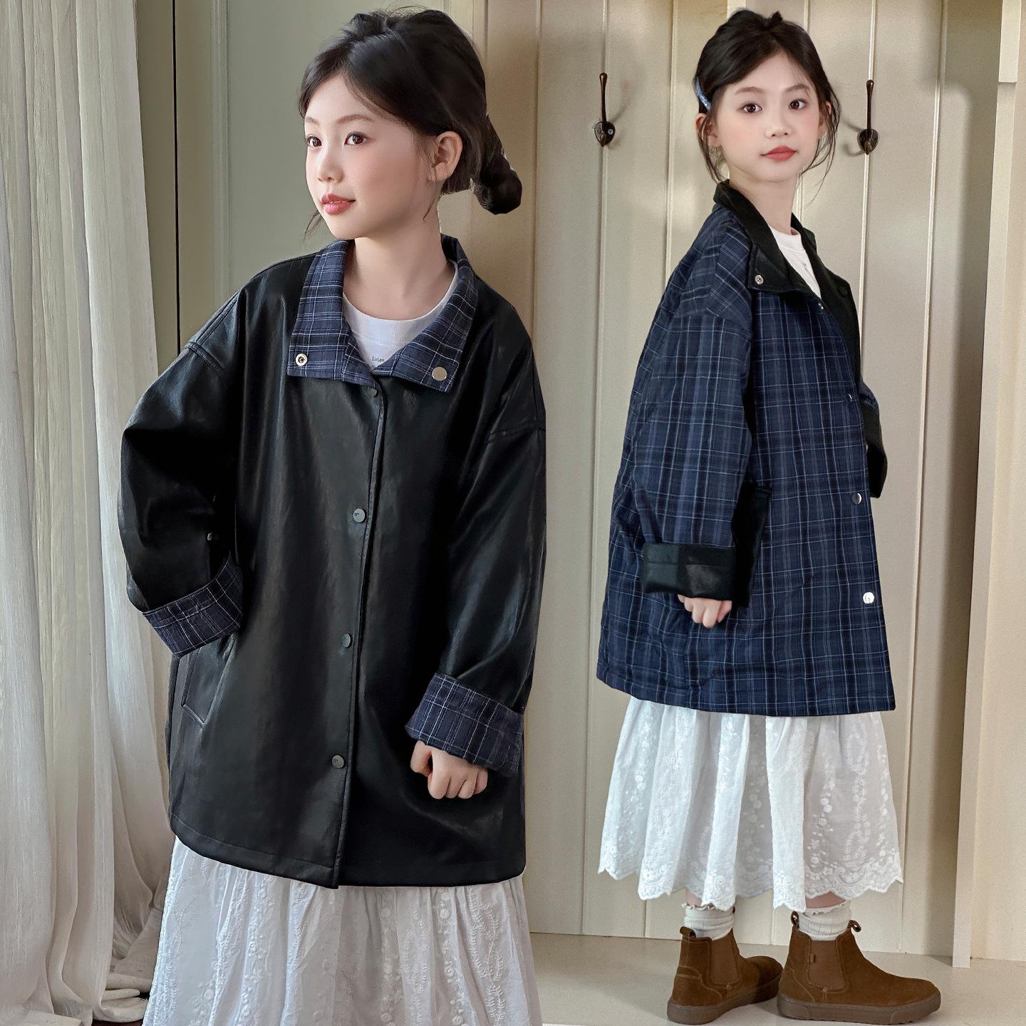 Трендовая двусторонняя кожаная куртка для девочек - Пальто средней длины в корейском стиле, Осень 2025 140 cm
Трендовая двусторонняя кожаная куртка для девочек - Пальто средней длины в корейском стиле, Осень 2025 140 cm