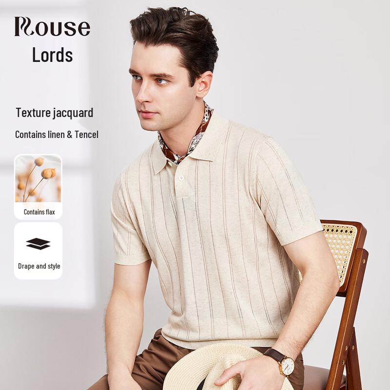 Men s Linen Blend Striped Jacquard Short Sleeve Polo Sweater 56
Men s Linen Blend Striped Jacquard Short Sleeve Polo Sweater 56