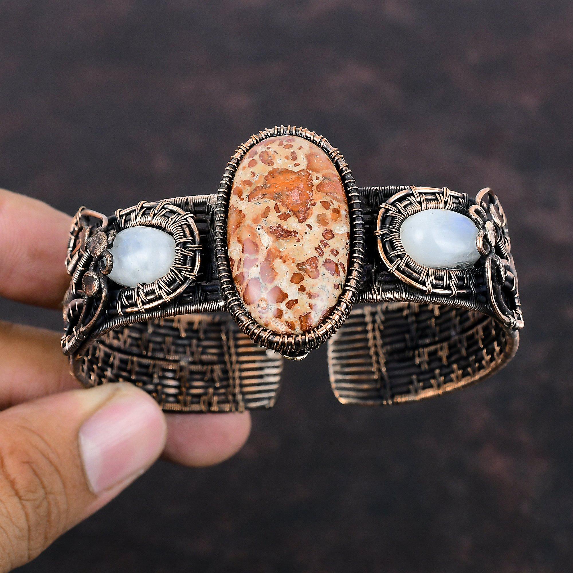 Asteroid Jasper Bangle Copper Wire Wrapped Gemstone Cuff Bracelet Rainbow Moonstone Bangle Handmade Adjustable Bangle Dainty Copper Jewelry
Asteroid Jasper Bangle Copper Wire Wrapped Gemstone Cuff Bracelet Rainbow Moonstone Bangle Handmade Adjustable Bangle Dainty Copper Jewelry