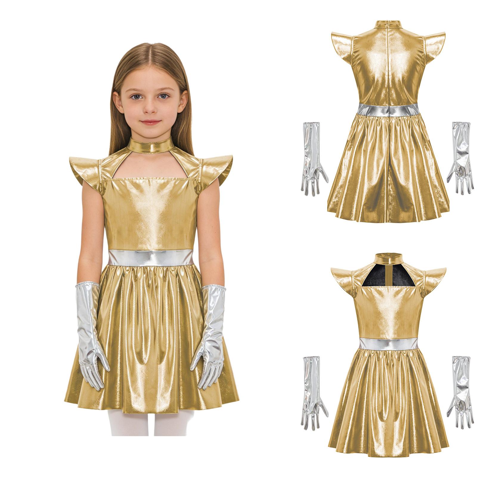 Kids Girls Alien Cosplay Costume Hollow Out Flying Sleeve Metallic A Line Dress with Gloves for Halloween Robot Outerspace Party 5-6 Years золотий
Kids Girls Alien Cosplay Costume Hollow Out Flying Sleeve Metallic A Line Dress with Gloves for Halloween Robot Outerspace Party 5-6 Years золотий